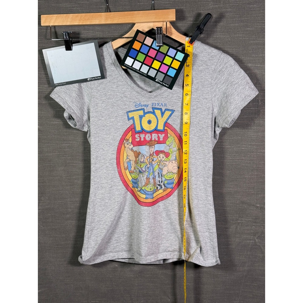 Disney Pixar Toy Story Gray V-Neck Graphic T-Shirt Port‎ & Company Womens Small